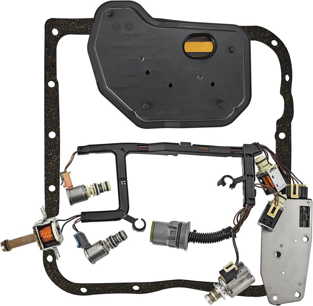 4L60E 4L65E Transmission Master Solenoid Kit w/Harness, Pressure Manifold Switch and Trans Oil Filter for GM 2003-2005 M30 M32 Transmission, 24230298 24208576 24215111 24227747 8677314 8683187