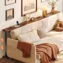 Huuger 78.7 Inch Height Adjustable Behind Couch Table with Power Outlets, 23.9-34.4 Range, Sofa Tables Narrow Long with USB-C Ports, Skinny Console Table, for Small Spaces, Rustic Brown