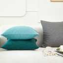 Sunday Praise Pack of 2 Soft Faux Linen Decorative Throw Pillow Covers 18x18 Inch Solid Accent Cushion Covers Cozy Square Pillow Cases for Couch Sofa Bed Living Room Farmhouse Home Dcor Grey