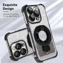 KANGHAR for iPhone 15 Pro Case, Support for MagSafe [Four Corner Cushion Series] Kickstand Electroplate Edge Shockproof Durable Full Body Protection for Girls Women -Black