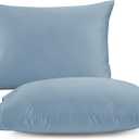 LANE LINEN 100% Egyptian Cotton Pillow Cases Queen Size Set of 2 (20"x30") - - Soft Light Blue Pillow Cases - French Blue