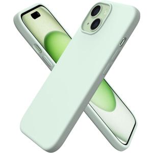 ORNARTO Compatible with iPhone 15 Case 6.1, Slim Liquid Silicone 3 Layers Full Covered Soft Gel Rubber Phone Case, Anti-Scratch Shockproof Protective Cover 6.1 Inch, Light Green