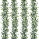 DearHouse 4 Pack Faux Eucalyptus Garland Plant, Artificial Vines Hanging Eucalyptus Leaves Greenery Garland for Wedding Backdrop Arch Wall Decor,5.9 Feet/pcs UV Protected Indoor Outdoor