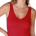 Women Seamless V-Neck Ribbed Crop Top, Made in U.S.A, One Size S/M