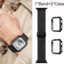 Braided Bands and Case for Apple Watch Bands for Women 40mm 44mm 46mm 42mm 45mm 41mm 38mm Men,Magnetic Nylon Sport Stretchy Solo Loop Elastic Strap with Cover for iWatch Series 11 10 9 8 7 6 5 4 3 SE