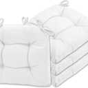 SQUARE MOON Chair Cushions for Dining Chairs, 3 Inch Thick Comfortable Kitchen Chair Pads, Dining Room Seat Cushions with Ties, Machine Washable, 17" x 16" x 3", 4/Pack, White