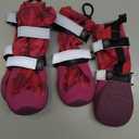 Spark Paws Dog Rainboots, Waterproof Dog Shoes, Non Slip, Dog Booties and Paw Protectors - 4PCS Doggie Hiking Boots with Reflective Straps - Pink Camo, Size 4