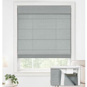 LazBlinds No Drill Roman Shades for Windows, Cordless Light Filtering Window Shades with UV Protection, Polyester Fabric for Bedroom & Living Room, 27" W x 64" H, Grey