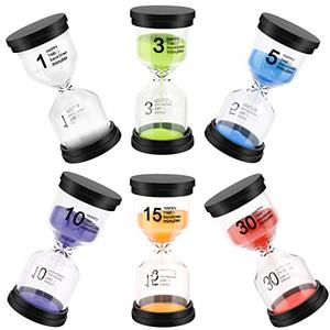 Sand Timer, Sand Timers Colorful 1/3/5/10/15/30 Minutes Sandglass Timer with Protective Cover for Classroom Home Office Cooking (Pack of 5) Multicolor