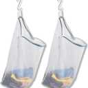 2Pcs Mesh Hanging Laundry Bags for Washing Machine, 15 X 12 inch Wash Bag for Clothes Delicates Lingerie with S Hooks