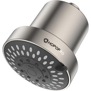 Filtered Shower Head with 5 Modes, HOPOPRO High Pressure Showerhead with Filter, 2-In-1 Fixed Showerhead Filter for Hard Water, Remove 99% Chlorine, Improves Skin Hair Condition (4 Inch BN) (Brushed Nickel Polished)