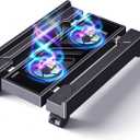 Adjustable Computer Tower Stand with Cooler Fan and Light, PC Stand for Floor, Mobile CPU Holder with 4 Caster Wheels Fits Most PC Tower, Under Desk CPU Holder for Office,Gamers and Students