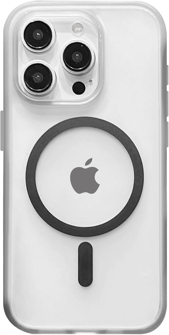 Tuokiou Strong Magnetic Air Phone Case for iPhone 16 Clear,Compatible with Magsafe,Translucent Matte Jelly Color Phone Case Shockproof Anti-Yellowing Fingerprint Resistance Protective Cover (Black)