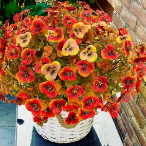 Thinktral Artificial Mums Fall Flowers for Outdoors, Fake Mums UV Resistant Outdoor Artificial Plants, Faux Silk Flowers Plants for Porch,Garden, Patio,Window Box Decoration