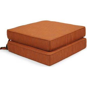 Outdoor Chair Cushion, Olefin Outdoor Seat Cushions with Removable Cover, Rain-Proof and Fade Resistant Patio Chair Cushion Set of 2, 24 x 24 x 4 Inch (Woven Russet Confetti)