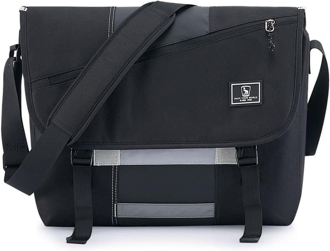 OIWAS Messenger Bag for Men, 15.6 Inch Laptop Crossbody Bags Women Casual Satchel Shoulder Bag College Travel Office Briefcase (Black)