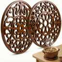 Sawysine 2 Pcs Bamboo Trivet Mat for Hot Dishes, 7.9 Inches Round Pot Holders Non Slip Coaster for Hot Dishes Pot Bowl Teapot Kitchen Counter Accessories