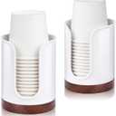 Premium Bathroom Cup Dispenser - Compact Cup Holder for Dixie 3 oz Cups, 3 4 Ounce Mouthwash Cup Dispenser - PC/Walnut, White, Pack of 2