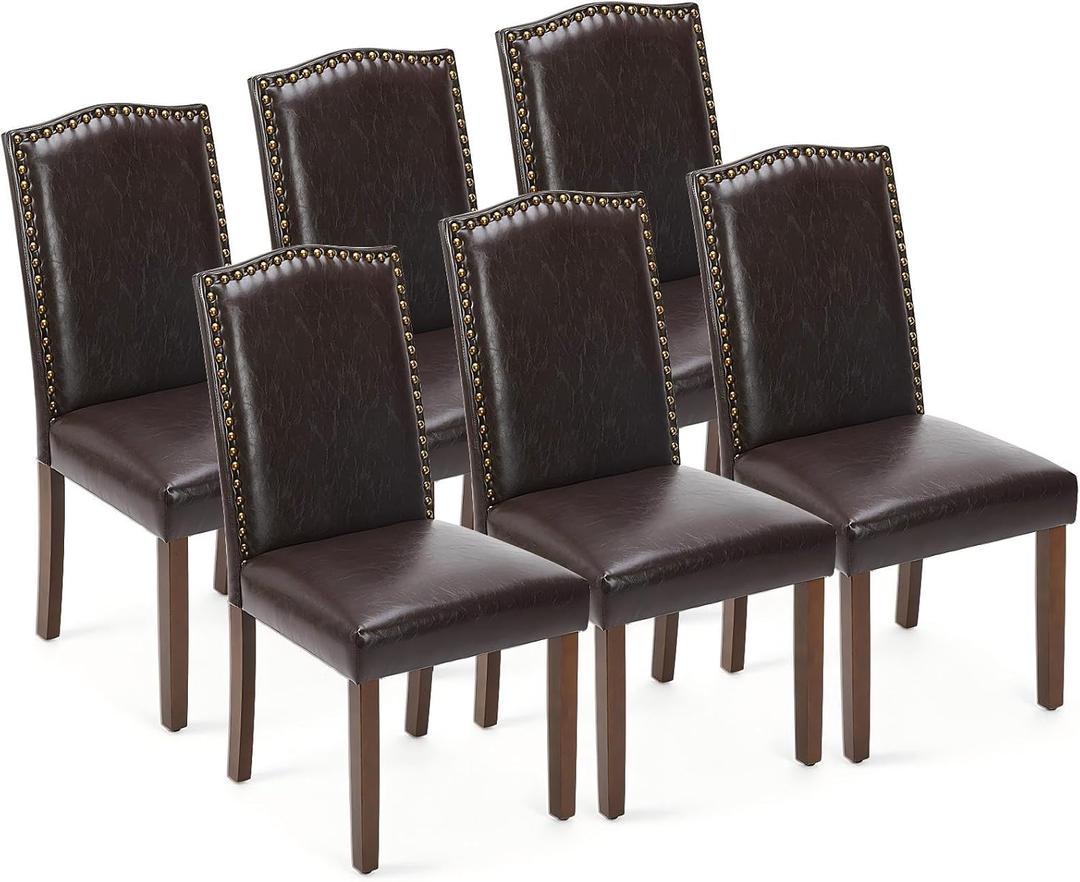 DUMOS Dining Chairs Set of 6, PU Leather Kitchen Chairs for Living Room, 6pc