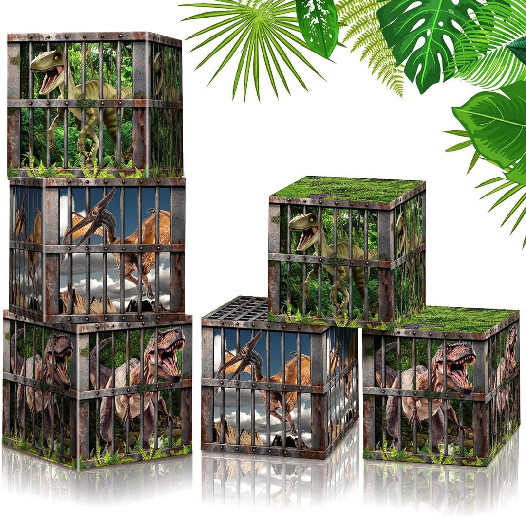 Fuutreo 6 Pcs Dinosaur Birthday Party Supplies Party Favor Boxes 12 x 12 x 12 Inch Table Centerpieces Dinosaur Theme Decorations Photography Props For Birthday Halloween Christmas