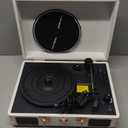 Vinyl Record Player Bluetooth Vintage 3-Speed Portable Suitcase Turntables with Built-in Speakers, Belt-Driven LP Player Support USB Recording AUX-in RCA Line Out Headphone Jack, White (White Rose Gold)