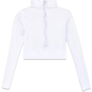 Girls' Team Basic Turtleneck Long Sleeve Leotard with Durable Snaps, Front Lining, Zipper Back (10-12 Years, Z - White - Top)