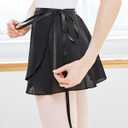 STELLE Ballet Skirt Women Chiffon Wrap Skirt Adjustable Tie Dance Skirts (Black, M)