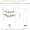 2 x Honeydak 11 Pcs Wedding Cake Topper, Vintage Affair Rustic Just Married Bunting with Pearl Bow Cake Decor or Cheese Bunting, Handmade Pennant Flags with Wood Pole Ivory(Leaves,White)