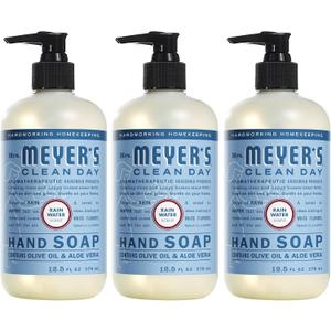 MRS. MEYER'S CLEAN DAY Hand Soap, Made with Essential Oils, Rain Water, 12.5 fl. oz - Pack of 3