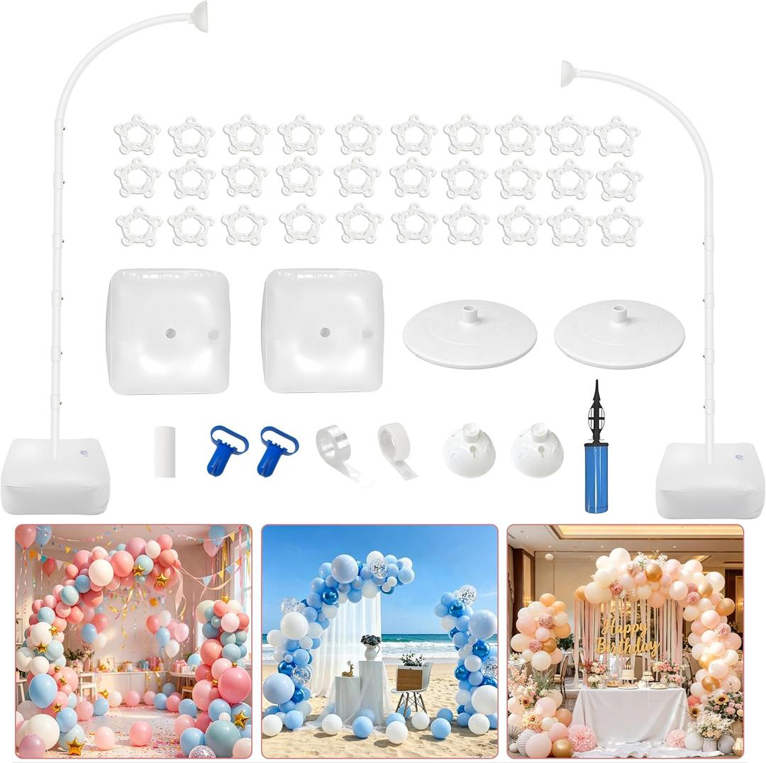 Balloon Arch Kit,Adjustable 8.2FT & 6FT Half Balloon Arch Stand with Base for Birthday Wedding Baby Shower Graduation Party Decorations(White)