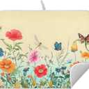 Dragonfly Butterfly Tulip Flower Dish Drying Mats for Kitchen Counter Absorbent Microfiber Dish Drying Matt 16 x 18 Inch Draining Reusable Rack Pad (Mult6)