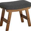 Foot Stool Ottoman Foot Rest Under Desk,Small Stool for Living Room, Bedroom and Kitchen (Brown Legs - Gray Stool Surface), 9.8"D x 15.3"W x 11.8"H