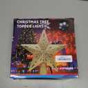 DG-Direct Christmas Tree Topper Lighted Star [Gold],3D Hollow Sparkling Star Christmas Tree Topper with Rotating Magic Cool White Snowflake Projector for Christmas Tree Ornament (Gold)