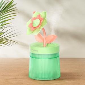 2 x Cute Flower Mini Humidifier, 260ml Gardenia Desktop Humidifiers for Bedroom, Portable Small Cool Mist Humidification for Home, Baby Nursery, Office & Indoor Plants, USB Powered (Green)