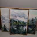 Celestdeco Watercolor Mountain Framed Canvas Wall Art Set, Boho Forest Wall Decor, Nature Green Pines Wall Painting, Forest Wilderness Artwork for Living Room, Bedroom, Dining Room, Office-16 x24 x3