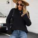 CiCiBird Women Fall Sweater Oversized Cable Knit Tops Fashion Crewneck Pullover 2025 Long Sleeve Outfits (Black, L)