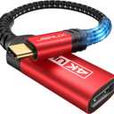 JSAUX USB Type C to DisplayPort Adapter 4K@60Hz, C to Display Port Cable, Compatible with MacBook Pro 2019 2018, Surface Book, Dell XPS, Samsung Galaxy S21 S20 Note 20-Red