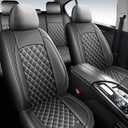HChengkikz Car Seat Covers Full Set, Breathable and Waterproof Napa Leather Car Seat Cover, Interior Universal Fit for Cars, Sedans, SUVs, Vans, Trucks (Full Seat, Grey)