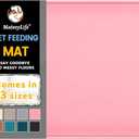 MateeyLife Silicone Cat & Dog Food Mat for Floors Waterproof, Anti-Slip Dog Bowl Mats for Food and Water, Pet Feeding Mats with Lip to Prevent Spills, Pet Placemat for Messy Drinkers to Protect Floors (18''12'', Pink)