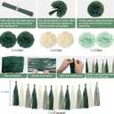 Sage Green Birthday Decorations - Green Party Decorations for Women Girls with Happy Birthday Banner, Balloons,Hanging Swirls, Pom Poms, Balloons for Party Decor (Gold and Green)