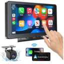 Wireless Portable CarPlay Screen，8.1" Portable Touchscreen Car Stereo with 2K Dash Cam/Carplay & Android Auto，1080P Backup Camera，GPS Navigation，Voice Control，Loop Recording，Mirror Link