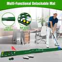 Golf Putting Game Set, Putting Green Mat with Detachable Bunkers, With 2 putter