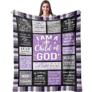 CUJUYO Christian Gifts for Women Blanket 80"x60" - Inspirational Religious Birthday Gifts - Baptism Confirmation Gifts for Girls - Catholic Spiritual Gifts for Women - Bible Verse Christian Blankets
