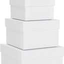 Stockroom Plus Set of 4 Sizes Square Nesting Gift Boxes with Lids for Presents, Stacking Decorative Goodie Box for Holidays, Wedding, Birthday, and Party Favors (White)