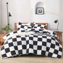Andency Checkered Comforter Twin(66x90Inch), Black White Plaid Gingham Bed Set for Teen Boys Kids, Lightweight Polyester Geometric Preppy Bedding, 2 Pieces