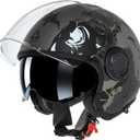 TRIANGLE Full Face Motorcycle Helmets,Off-Road Motocross Helmet for Men & Women,Dual Visor with Internal Tinted Sunshield,Open Face 3/4 Adult Racing Helmet DOT Approved (L)