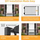 Deck Gate Outoor, 42 Black Heavy Duty Steel Anti-Rust Fence Door with Adjustable Width (Up to 48"), Easy Installation Metal Gate for Residential, Yard, Patio, with Hinges and Latch