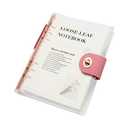 Clear A5 Refillable Notebook Binder with 90 Sheets Lined Paper Rose Gold 6-Ring Soft Transparent PVC Binder Cover Protector Shell Loose Leaf Journal Folders with PU Leather Lock Catch Closure