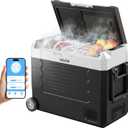 VEVOR Car Refrigerator, DC 12/24V AC100-240V Compressor Electric Cooler, -4F to 68F Truck Refrigerator with APP Control, Wheels & Dual Zone, 48 QT Cars Cooler for RVs, Boats, Camping, Fishing