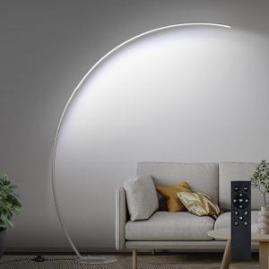 Dimmable LED Floor Lamp with 3 Color Temperatures, Ultra Bright 2000LM Brushed Nickel Arc Floor Lamps for Living Room, Modern Tall Lamp with Remote Control Reading Floor Lamp for Bedroom Office